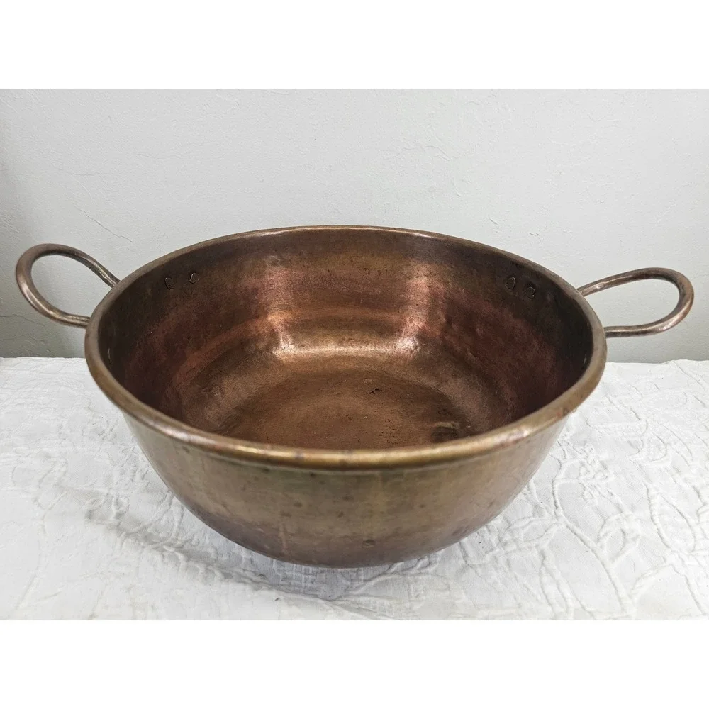 Antique Copper Candy Apple Butter Kettle Primitive Large Copper good 12.5in